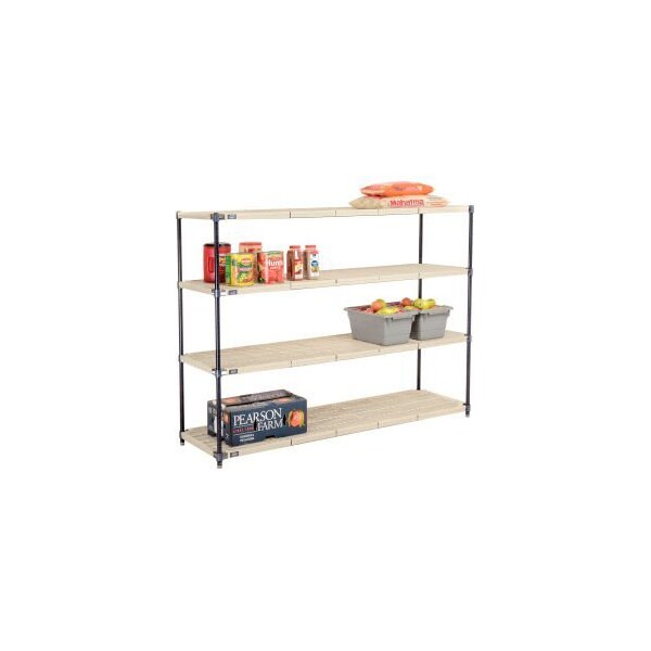 Global Equipment Nexel , Nexelite reg , 4 Tier, Vented Plastic Mat Shelving Unit, 72"W x 21"D x 54"H PM21725N - main